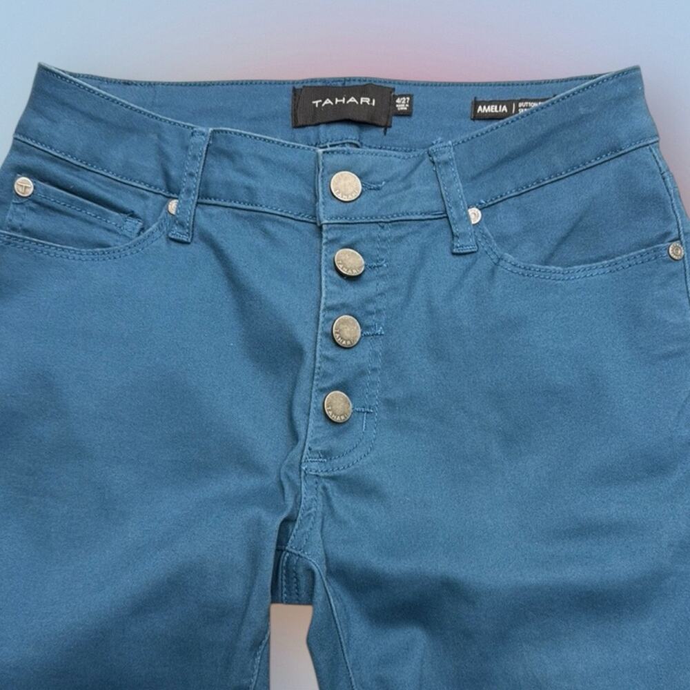 TAHARI Women’s 4 / 27 Blue AMELIA Button-Fly Skinny Jeans